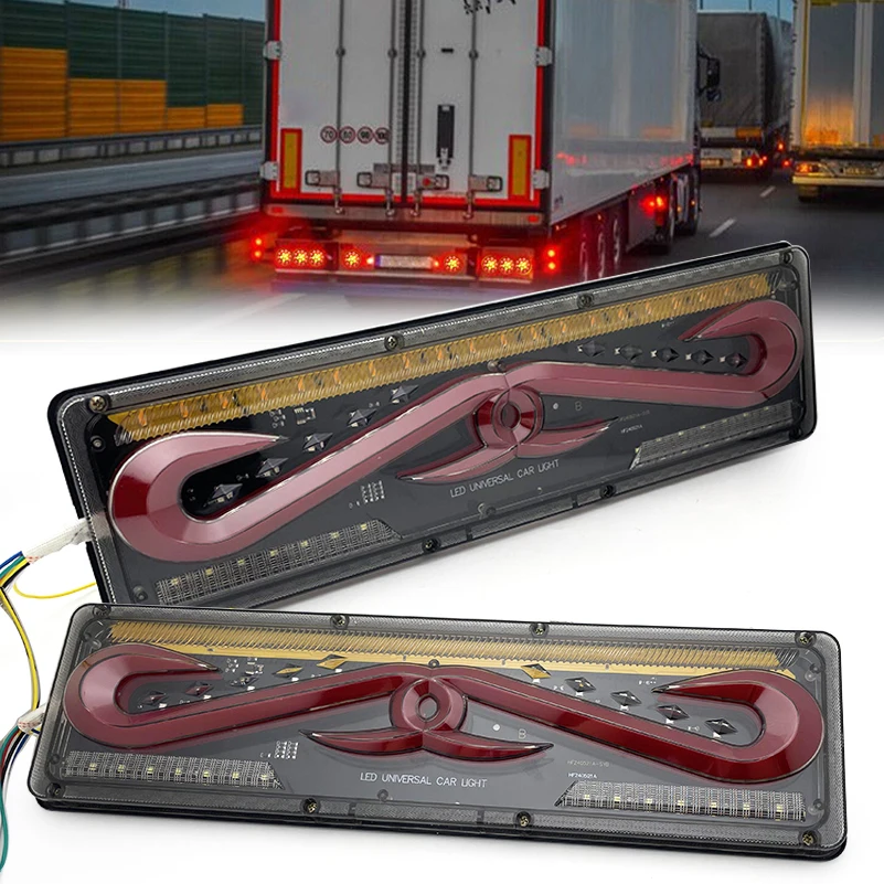 2pcs LED Truck Tail Light Bar Rear Stop Brake Reverse Light Warning Light Rear Taillight stop lorry turn lamp for Truck/Trailer.