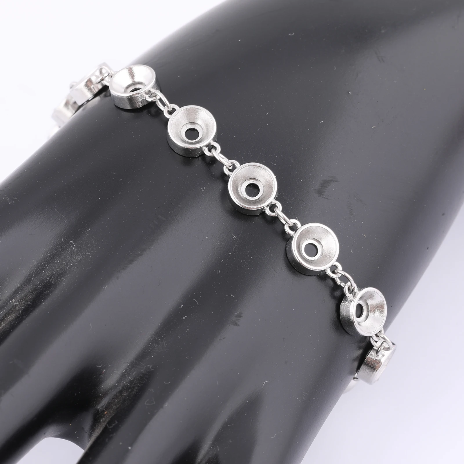 2pcs Stainless Steel Bracelet Claw Base Setting Trays For 6mm Pointback Crystal Stones Diy Bezel Blanks For Jewelry Making