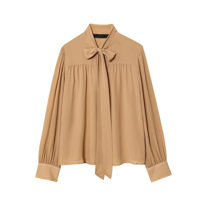 Maxdutti Minimalist Women's Autumn Long-sleeved Shirt French Fashion Elegant Bow Chiffon Shirt Female Blouse Women Tops