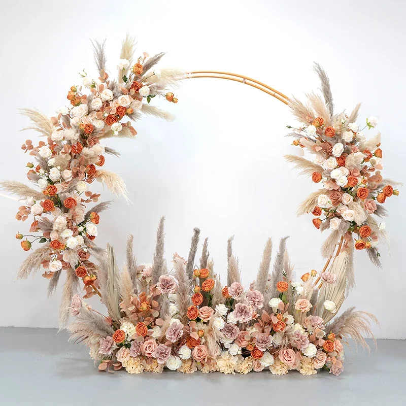 artificial simulation rose pampas wedding arch background decoration