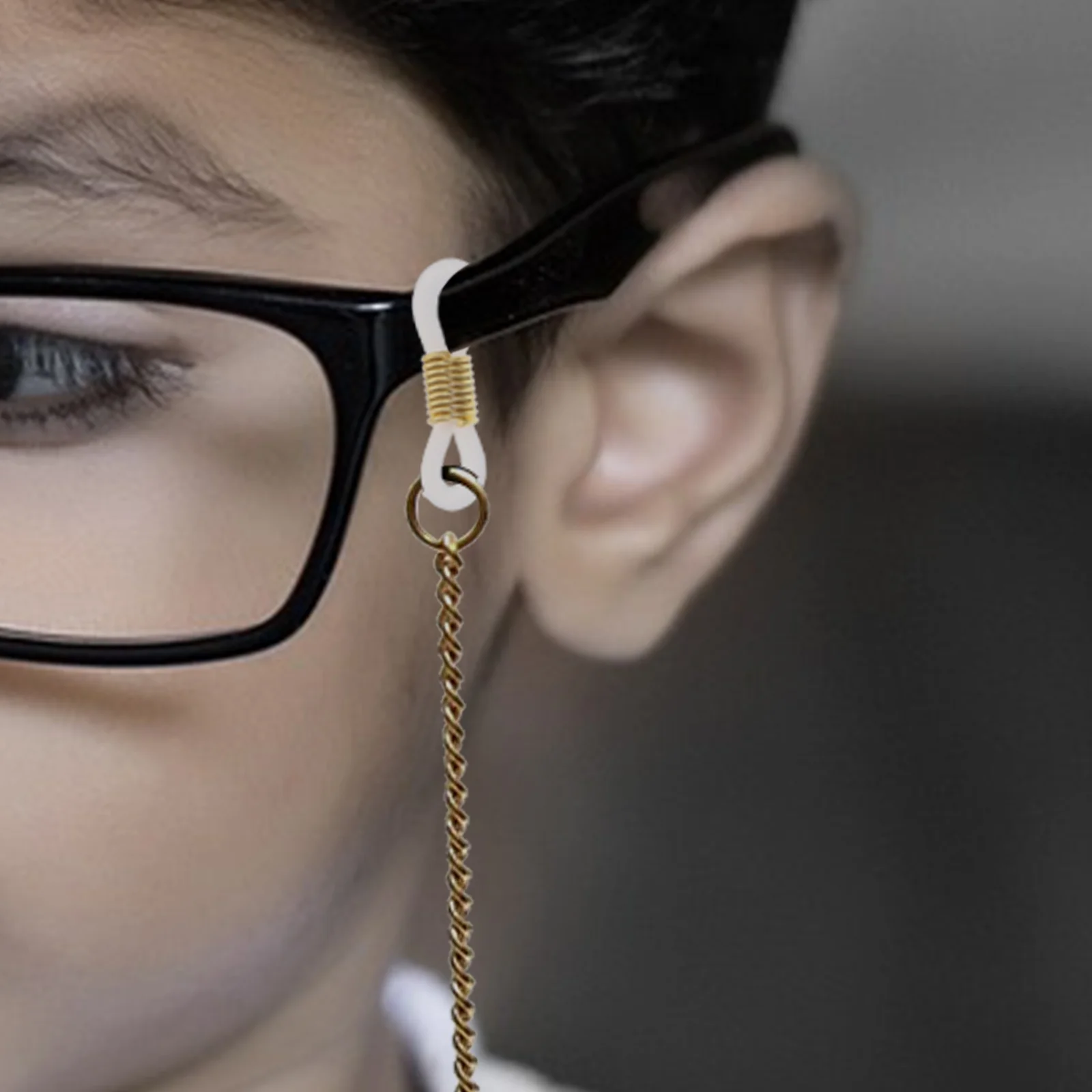 

100Pcs Durable Eyeglass Chain Ends Silicone Iron Antiskid Connectors Secure Small Items Fashionable Design Eyeglass Chain Ends