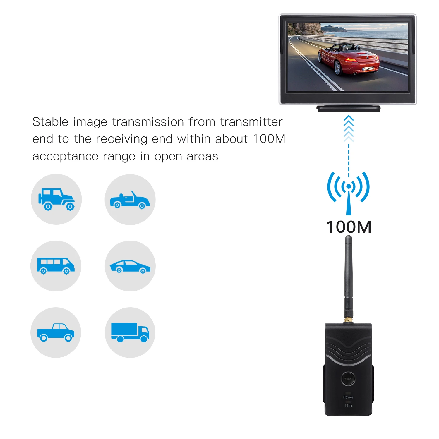 TOGUARD Screen for car reversing camera Digital Signal Car Monitor Wireless IP69 Waterprof Vehicle Reversing Camera Night Vision