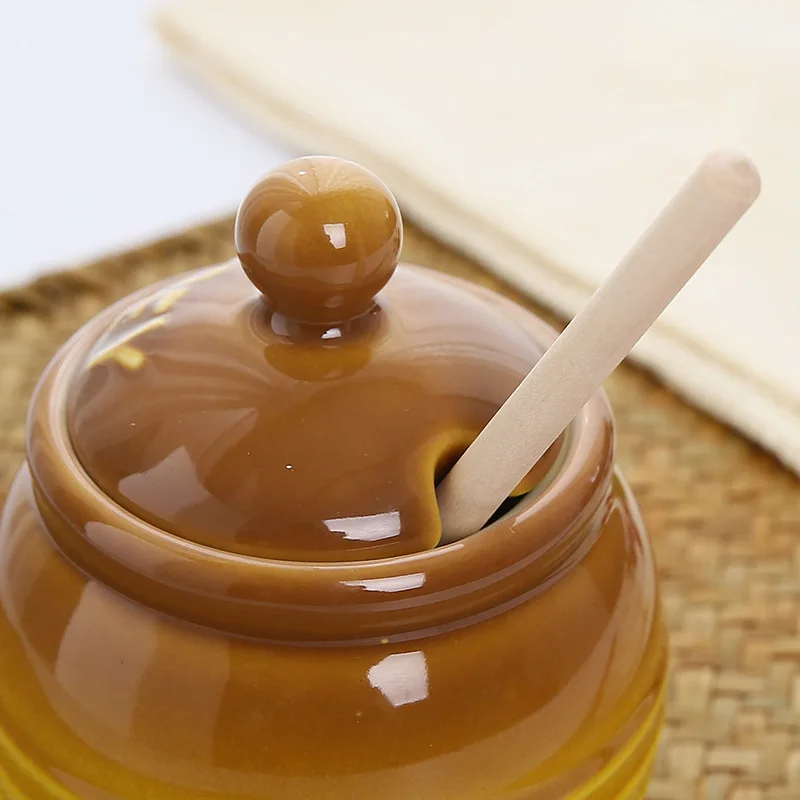 

Has a sense of design Vintage Ceramic Honey Jars with Wooden Stirring Stick Kitchen Organizer and Food Storage Container home