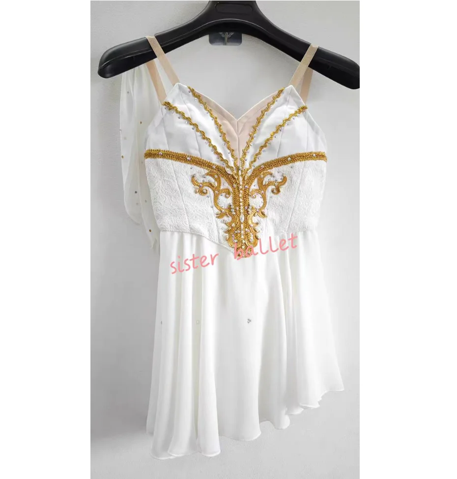 2024 New Ballet costume Magic Symbol Variation solo Dance competition Cupid Love white gauze dress slip dress