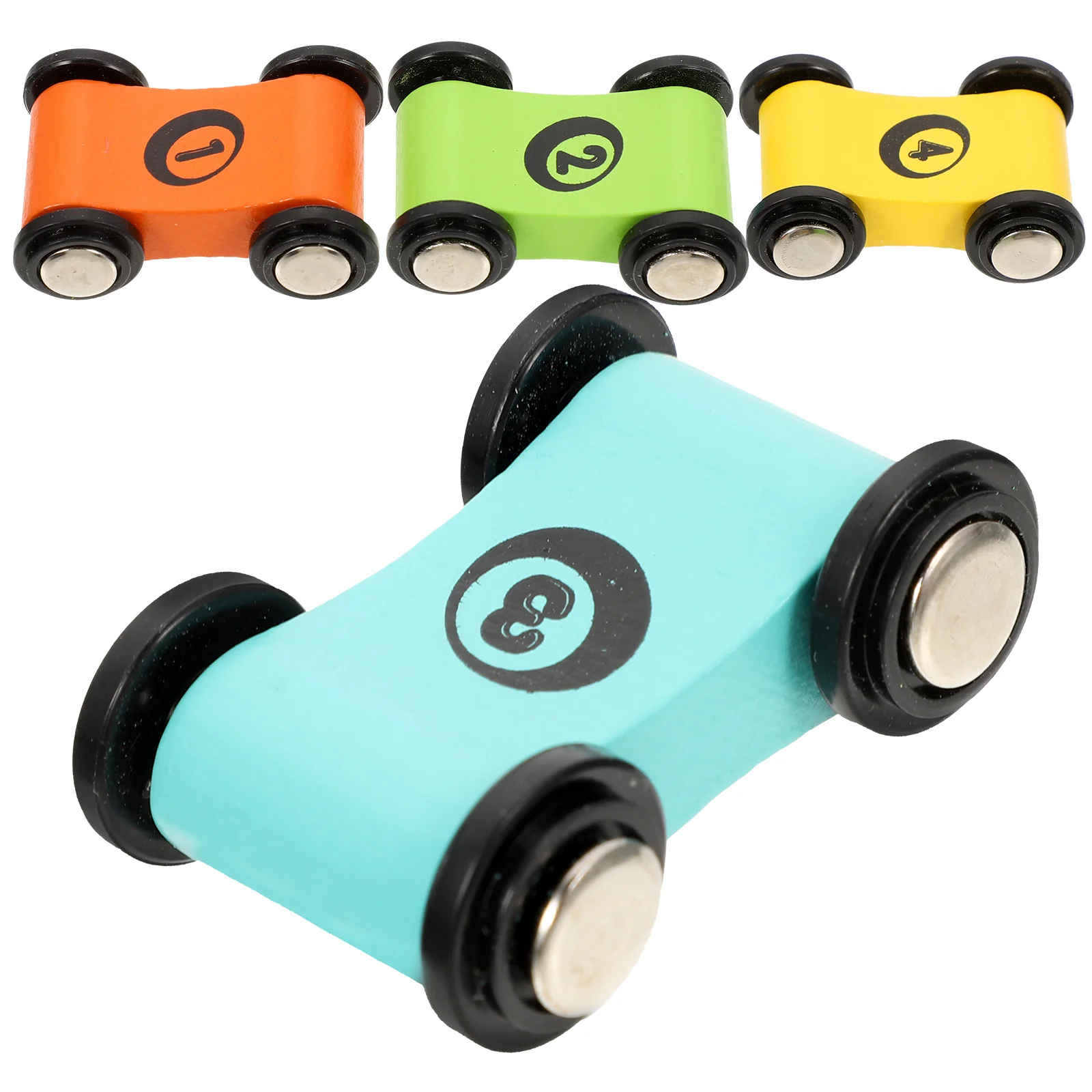 

4 Pcs Wooden Pull Back Car for Toddler Toy Cartoon Race Cars Mini Model 1 Year Old Desktop