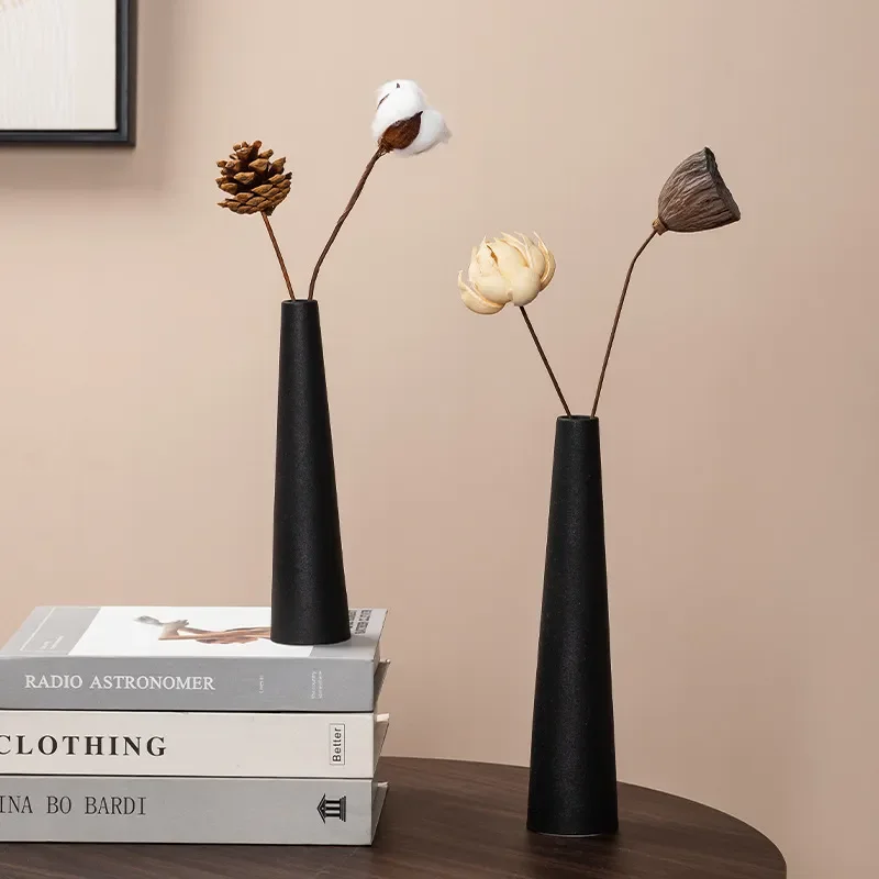 for Ceramic Vase Ornament Slender Dried Flower Living Room Arrangement Home Decoration Simple Antique Desktop Advanced