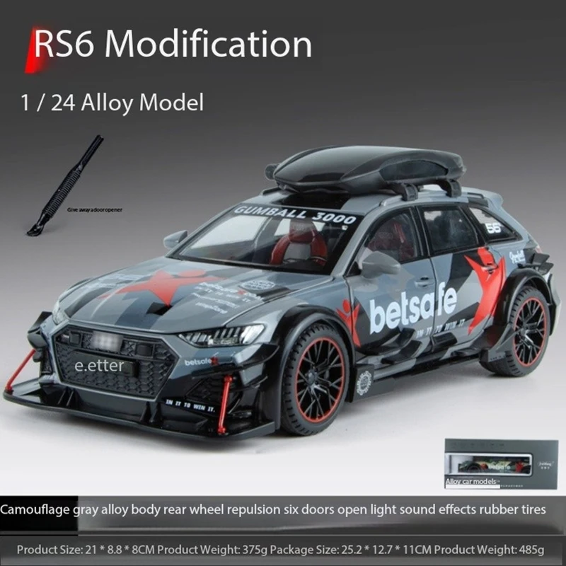 

Diecast Alloy 1/24 RS6 Modified Version Car Model Adult Classic Collection Static Display Toys