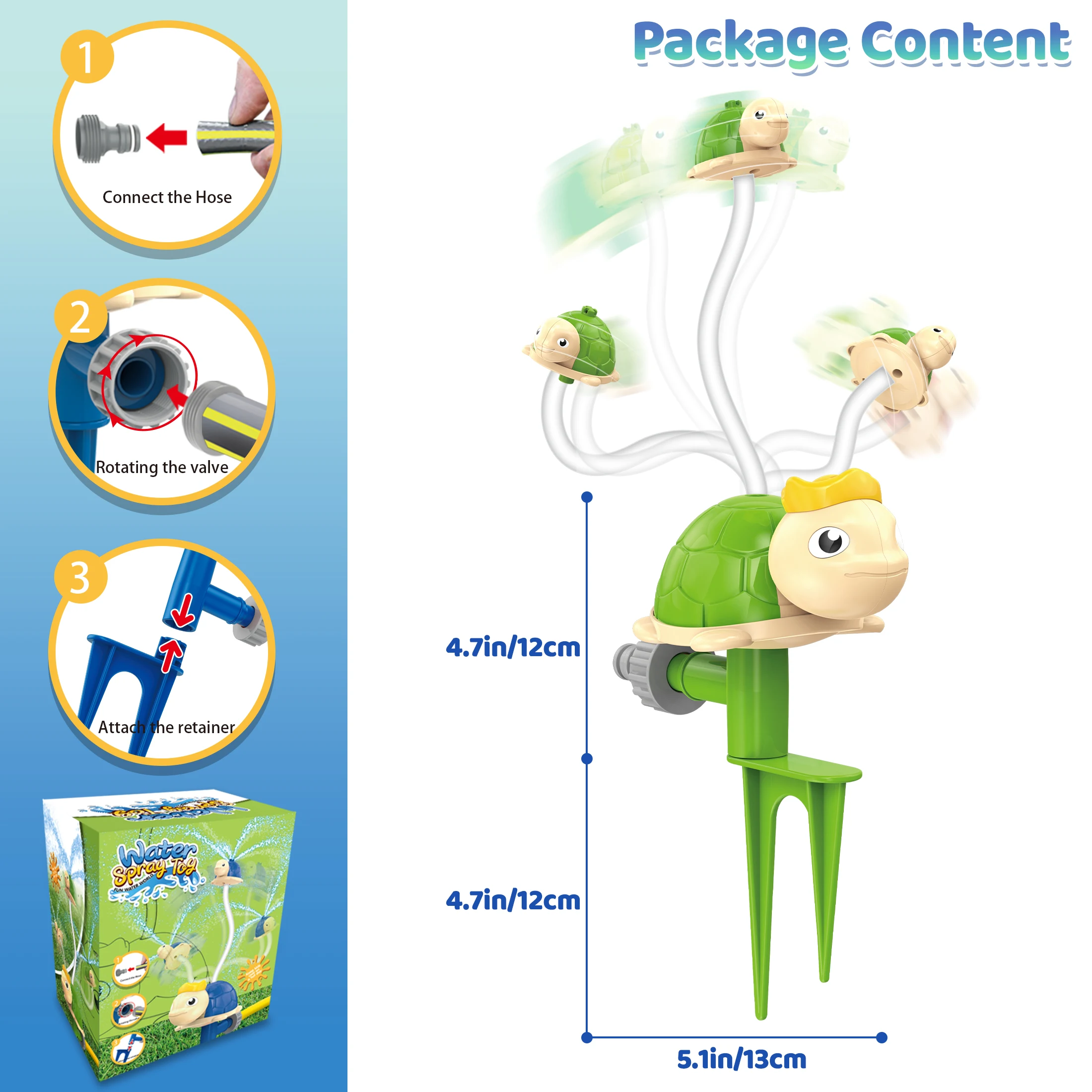 

COROKLE Store,Turtle-Themed Children's Water Toy,Water Spray Toys,360° Rotating Floating Board - Perfect for Beach Play