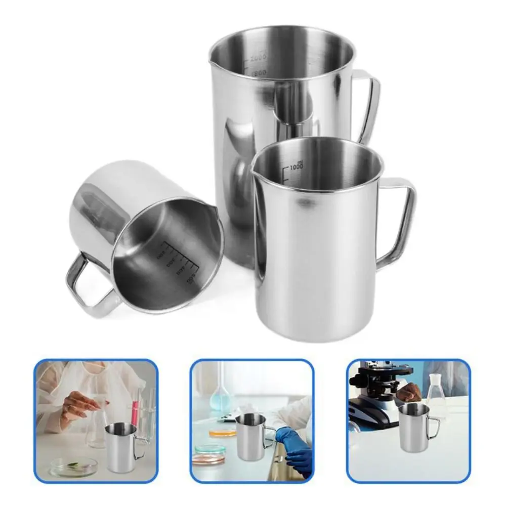 Neues Laborbecher aus Edelstahl, 500 ml, Messbecher mit Graduierung, 1000 ml, Espressotassen, Küchenwerkzeug