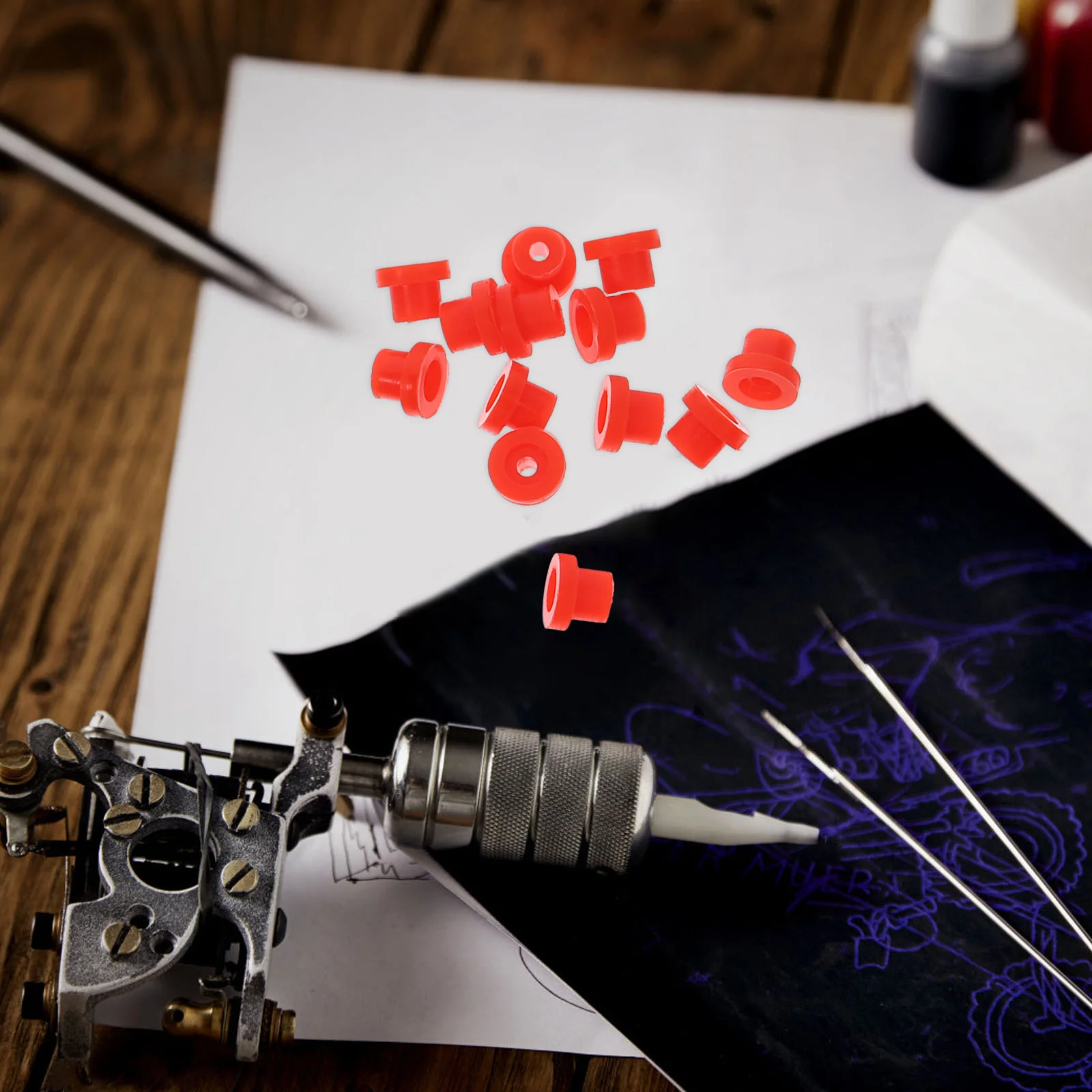 

100Pcs Grommets Silicone High Quality Tattooing Parts for Professionals and Amateurs Tattoos Needle Grommets