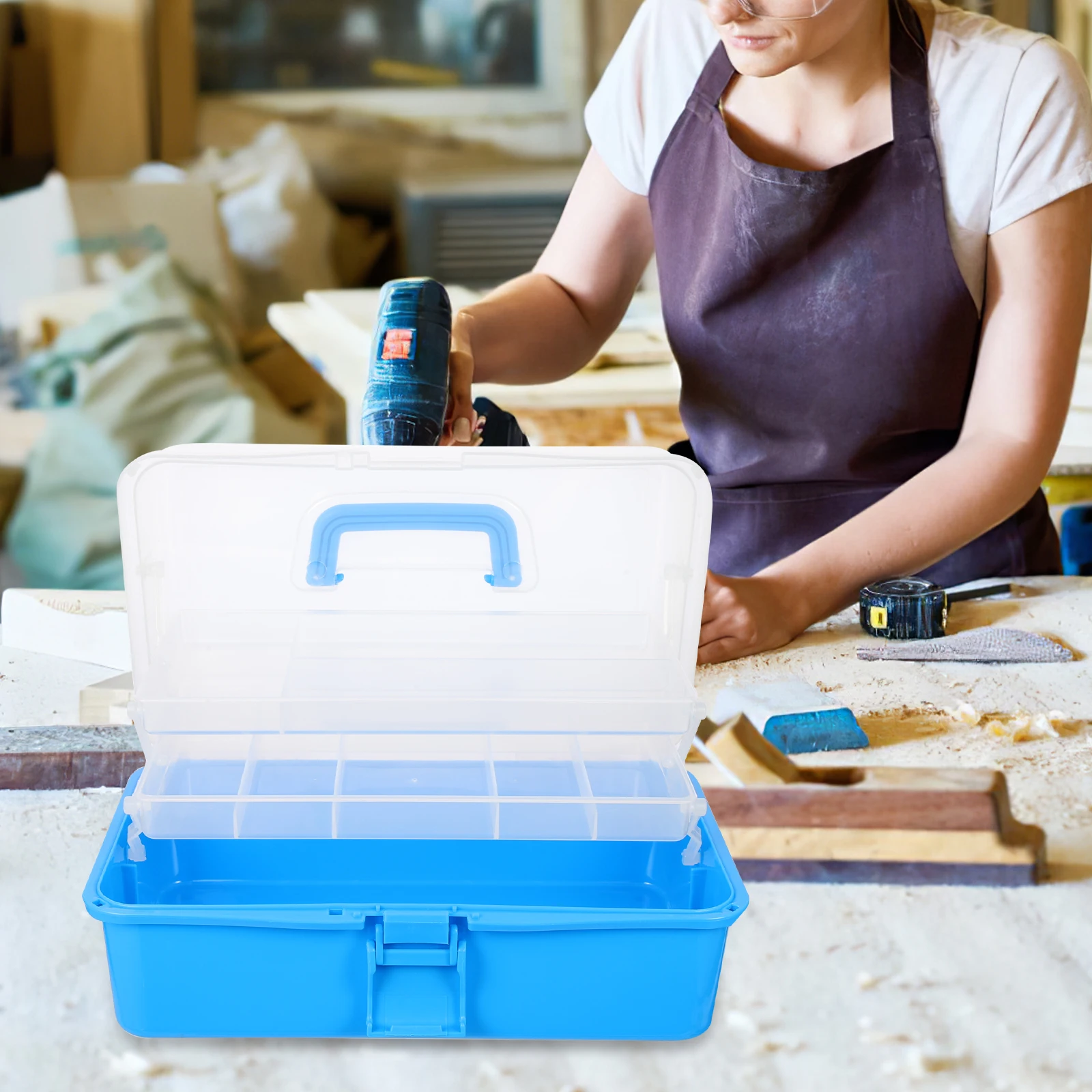 

Mechanics Tool Holder PP Toolbox Large Capacity Wear-Resistant Foldable Storage Organizer for Power Hand Tools Portable