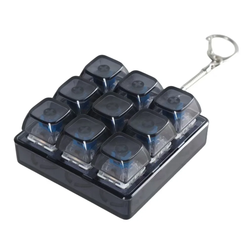 

9-button Keyboard Keychain Square Shaft Tester Keyboard Caps Toy Relaxing Calming Mechanical Keyboard Keyring Adults Children