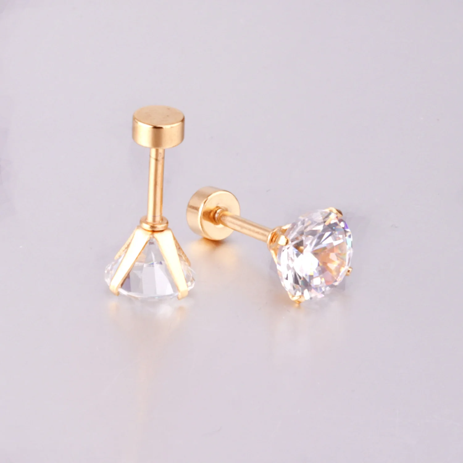 12Pair Cubic Zirconia Stud Earrings Round Crystal Stainless Steel No Fade Simple Screw Earrings Jewelry Gifts Wholesales Vintage
