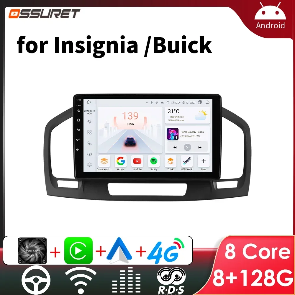 OSSURET Android Car Radio for Opel Insignia Car Stereo for Buick Regal 2009-2013 Carplay Car Multimedia Player GPS Touch Screen