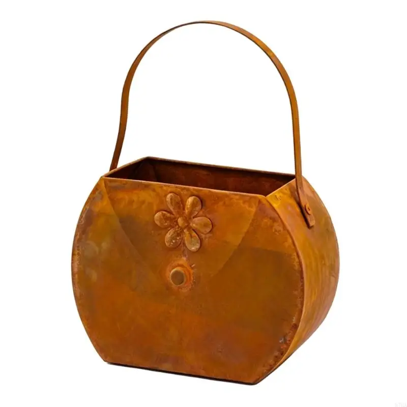 

Decorative Flower Pot Handbag Plant Pot Flower Plant Creative Iron Flower Container Garden Balcony Flowerpot Decoration 87HA