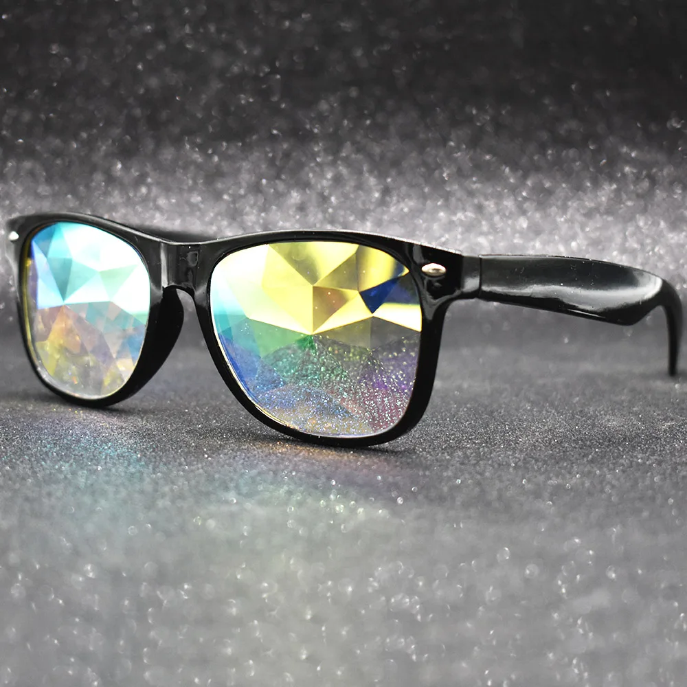 Trendy Square Party Sunglasses Women Men Fashion EDM Light Diffraction Futuristic Rave Festival Sun Glasses Psychedelic Prism