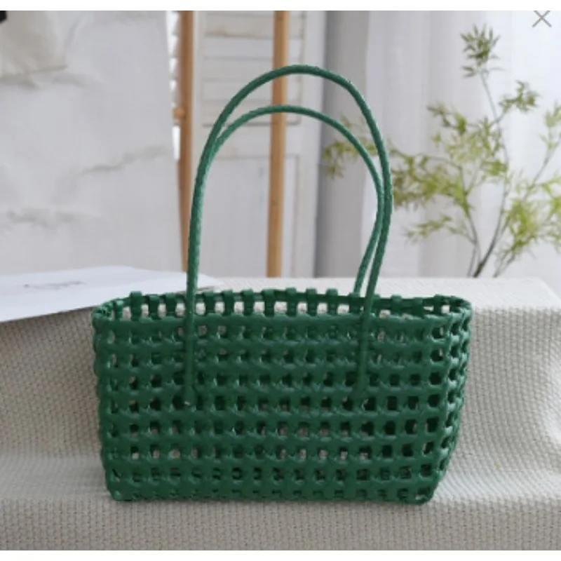 Plastic Bag Handbag Countryside Style Bohemian Style Vegetable Basket Bag Vacation Style Large Capacity Beach Tote Bag in Stock