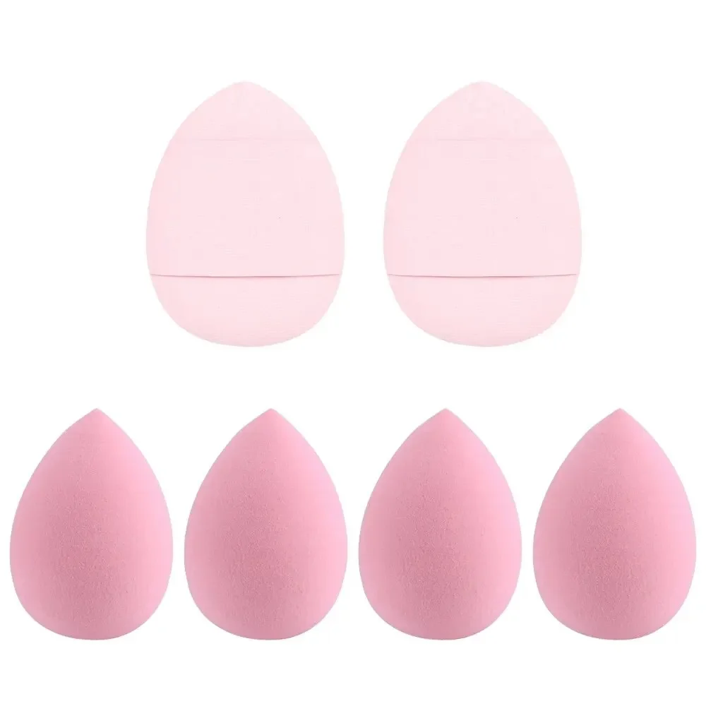 6pcs Makeup Sponge Puff Set Include 4pcs Mini Waterdrop Shape Makeup Sponge & 2pcs Finger Powder Puff Makeup Puff For Loose Powd