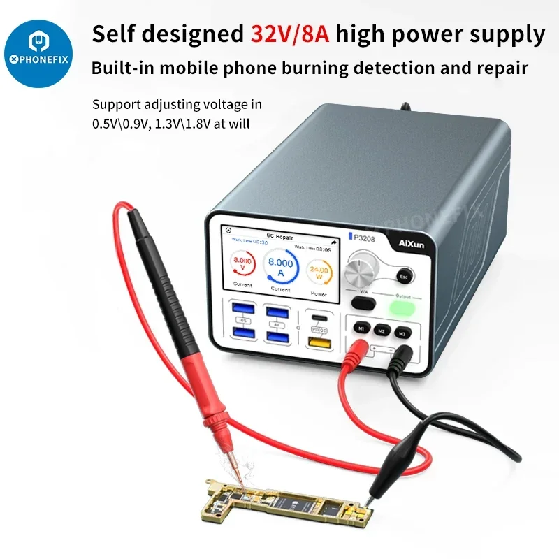 AIXUN P3208 32V/8A Smart Regulated Power Supply 320W One-Button Booting Motherboard Detection Battery Repair For iPhone 6-14PM