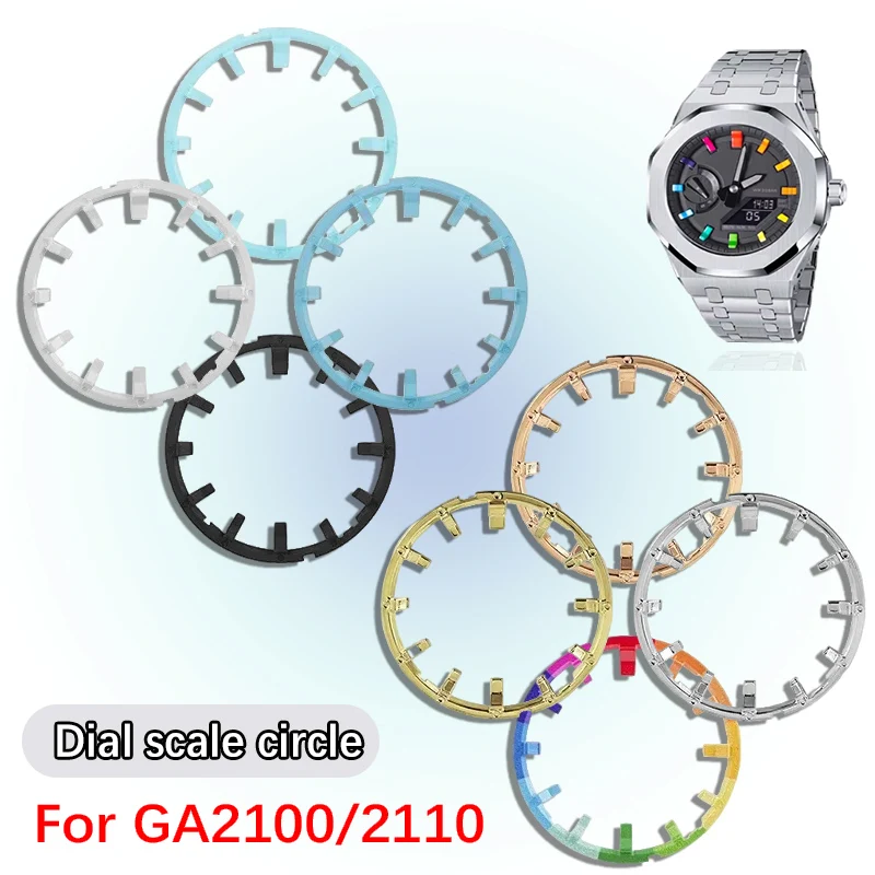 Casioak ل كاسيو GA2100 2110 مضيئة ساعة ماركر الفولاذ المقاوم للصدأ مقياس حلقة مؤشر الطلب الدائري لتقوم بها بنفسك ساعة تعديل حلقة ساعة مزدوجة