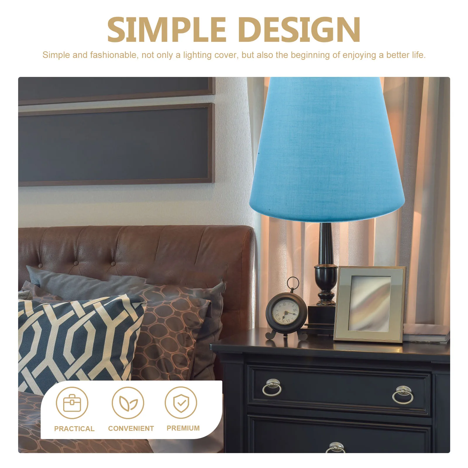 

Fabric Lamp Shade Table Desk Lampshade Replacement Light Cover For Home Hotel Simple Style Blue Light Shade Cover