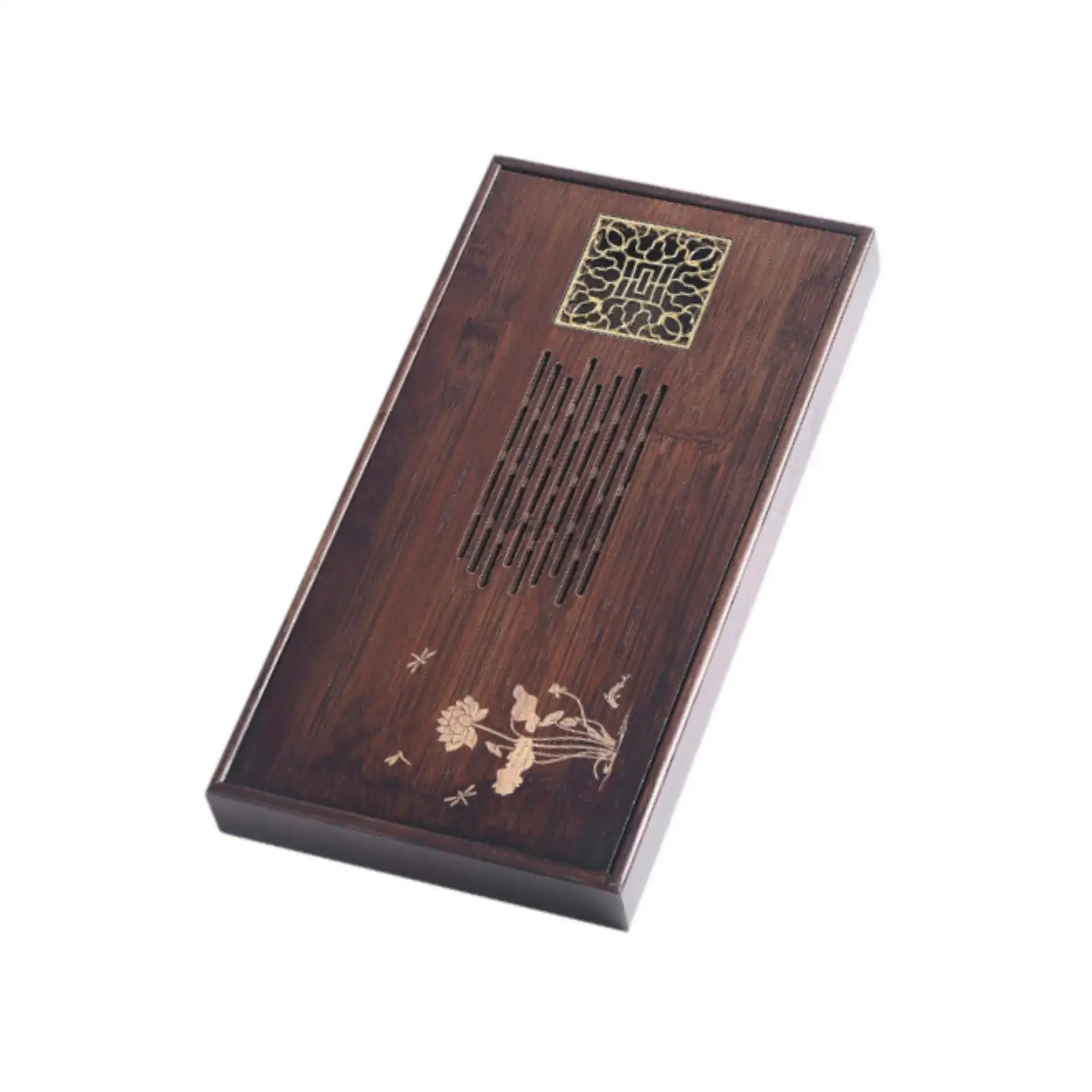 Simple Bamboo Tea Tray Drainage Plate Easy Clean Tea Storage Tray Wooden Table Decor for Living Room Teahouse