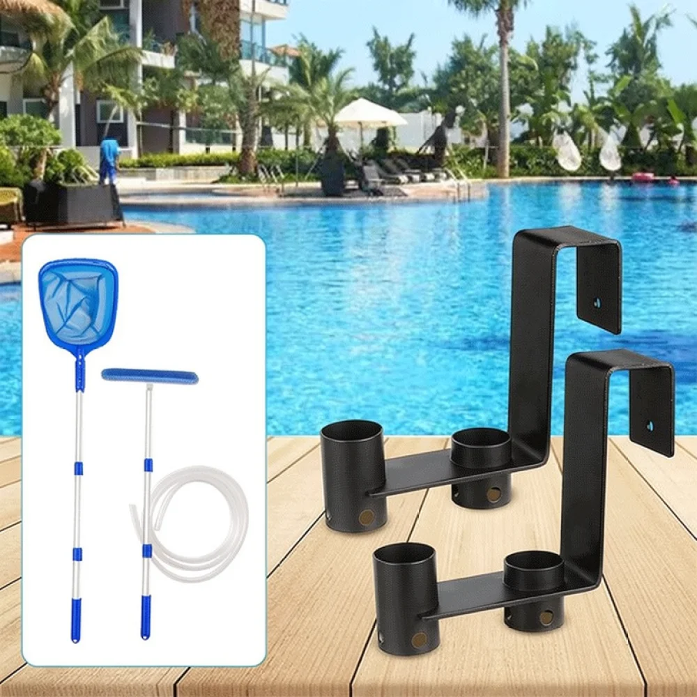 Outdoor Pool Cleaning Equipment Hanger Rack Metal Fence Hook For Swimming Pool Accessory Storage Pole Organizer
