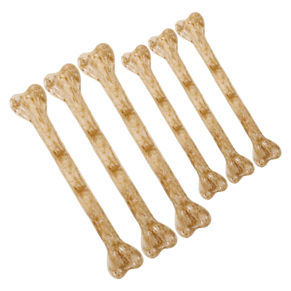 

6 PCS Simulated Bone Decorations Caveman Stick Furry Bones Figurines Artificial Accessories Prop Plastic Charms Halloween Bulk