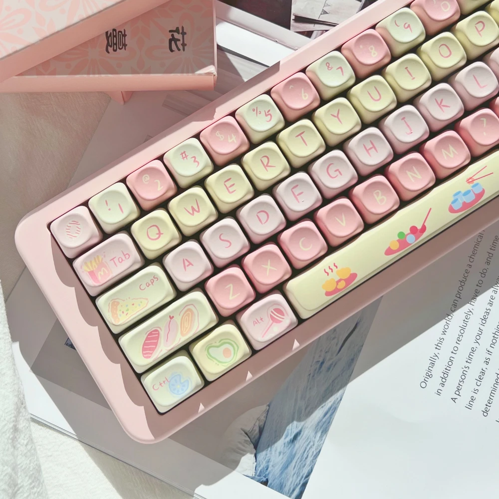 135/142Keys Cute Keycap Gourmet Shop Theme Keycap Moa Pbt Five-Sided Sublimation Rk Wolf Spider 87Vgn Bread Fries Element Keycap