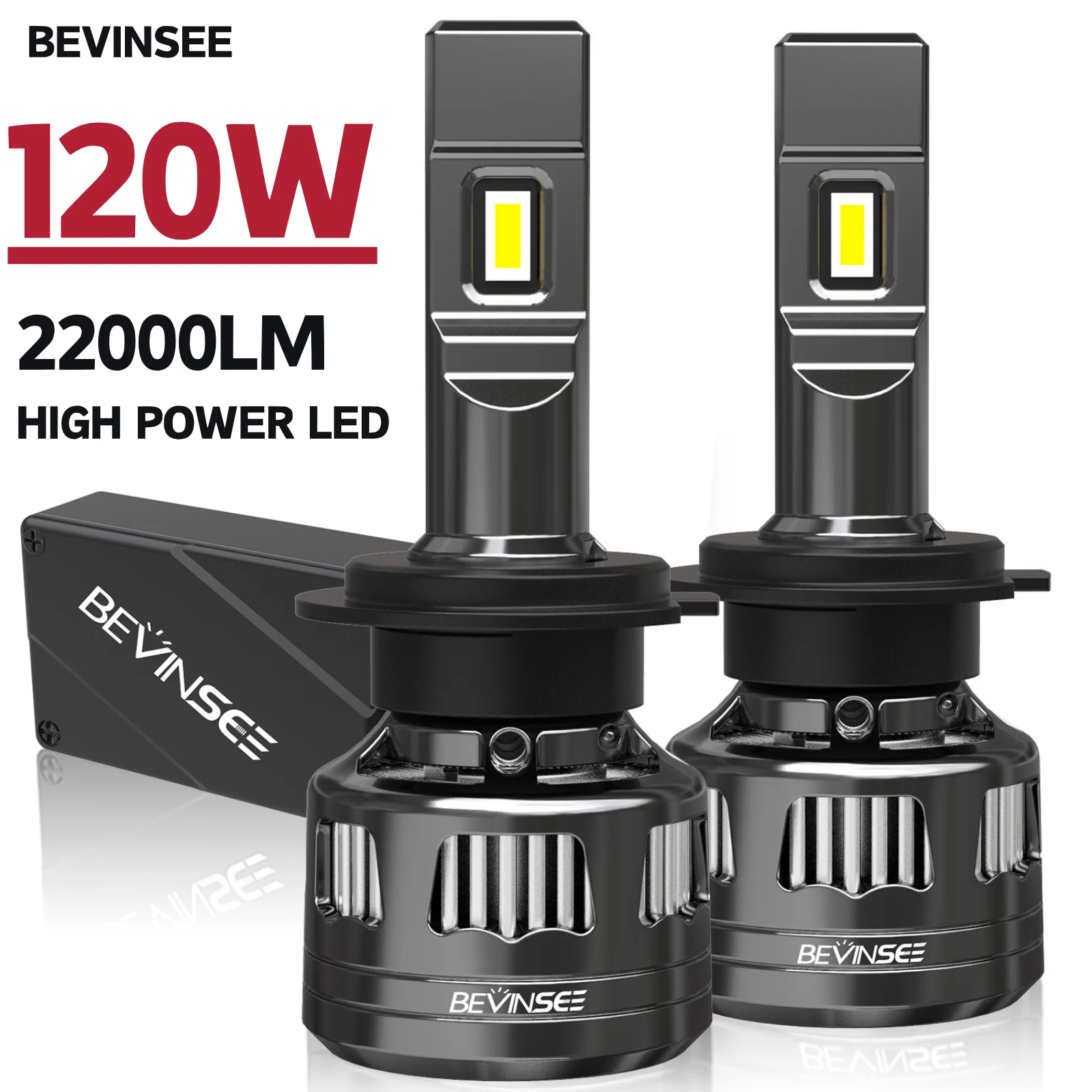 

BEVINSEE H7 H4 LED CANbus 120W 22000LM Car Headlight Bulbs H1 HB3 9005 HB4 9006 H11 H8 H9 9012 HIR2 LED Lights 6000K White 12V