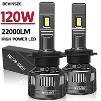 BEVINSEE H7 H4 LED CANbus 120W 22000LM Car Headlight Bulbs H1 HB3 9005 HB4 9006 H11 H8 H9 9012 HIR2 LED Lights 6000K White 12V