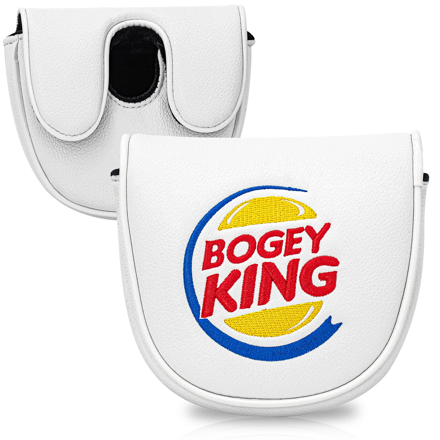 1PC White Circular Embroidery Mallet Putter Head Cover, Fashion Golf Putter Protective Sleeve, Universal Fit for Most Putters view 2