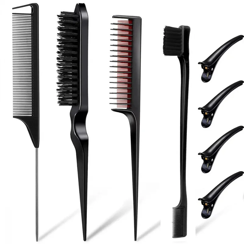 Cross-border best-selling hair styling comb set, including ten pieces of styling tools: a detangling comb, a steel-tipped comb,
