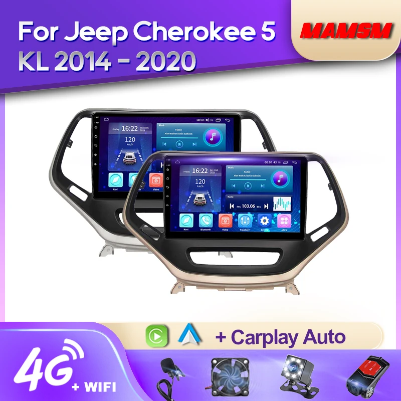 MAMSM Android 12 Car Radio For Jeep Cherokee 5 KL 2014 - 2020 Video Multimedia Bluetooth Player Navigation GPS 4G Carplay stereo