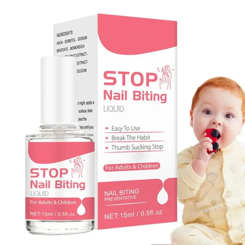 Sdotter 1pcs 15ml Stop Nagelbijten Behandelingen Vloeistof Stop Bittere Vloeistof Nagelriemverzorging Benodigdheden Voor Kinderen en volwassenen