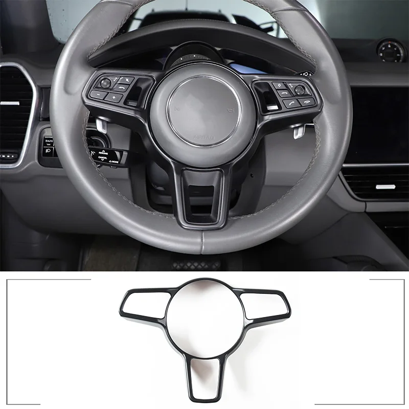 For Porsche Macan Cayenne Panamera 718 911 918 ABS Matt Black Texture Interior Steering Wheel Cover Trim Interior Accessories