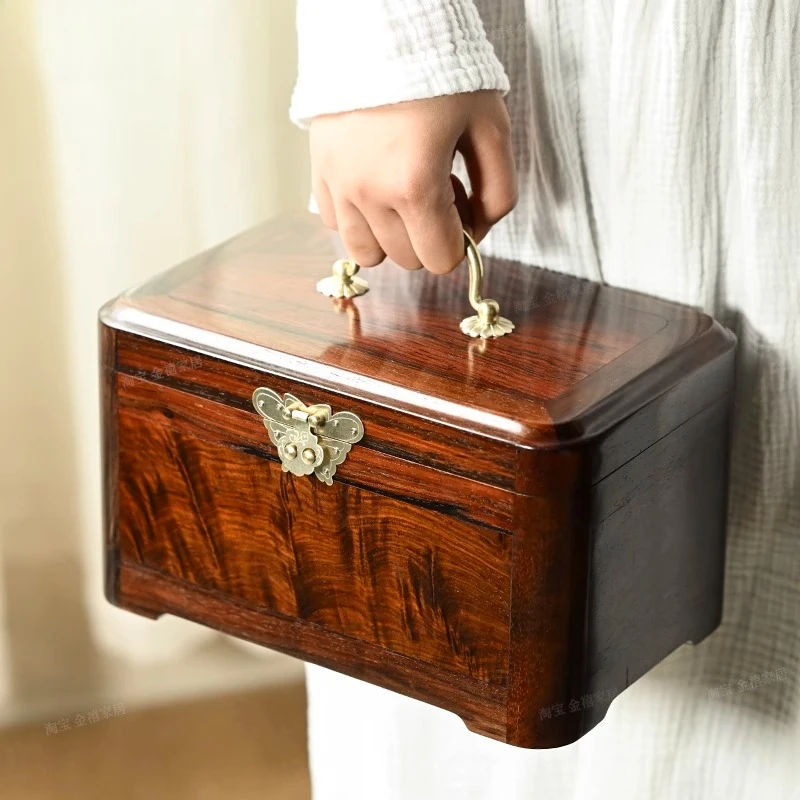 Exquisite high-end mahogany jewelry box Solid wood Chinese retro wedding jewelry gift gold storage box