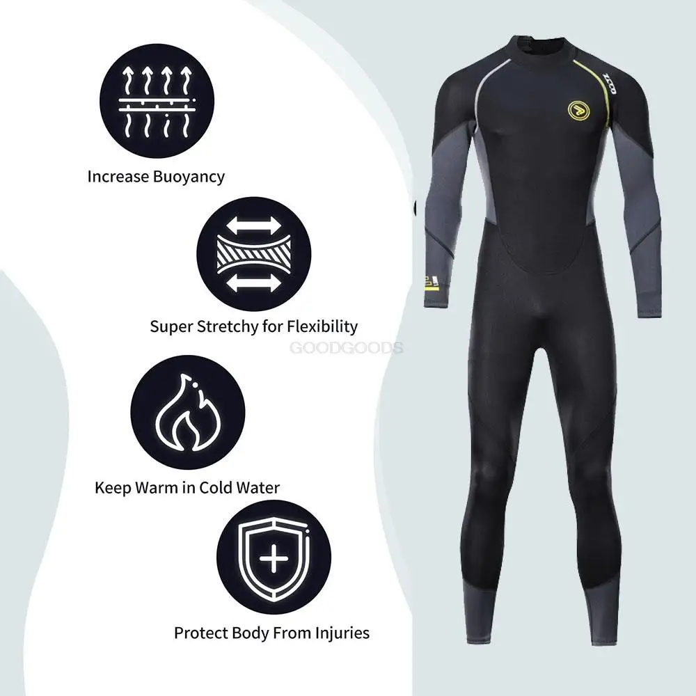 1.5MM Neoprene Wetsuit Men Diving Suit For Snorkeling Scuba Diving Swimming Kayaking Kite Surfing Full Wetsuit Fleece Lining 