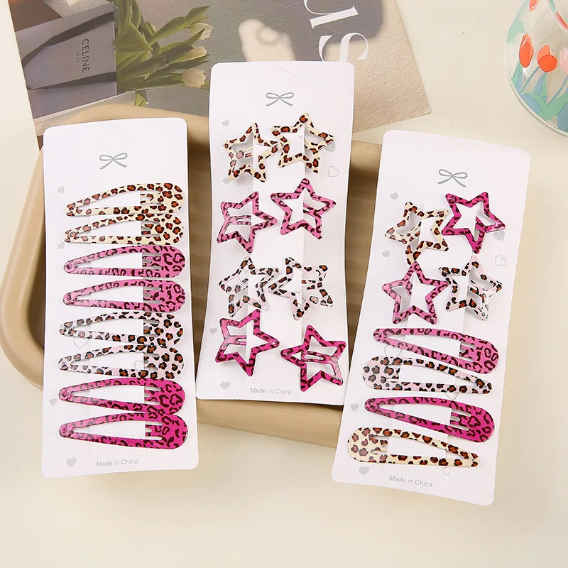 

Simple Leopard Print Hairpins Set Women Girls Gifts Bangs Hair Clips Bobby Pins Accessories Hairgrip Headwear Headdress Ornament