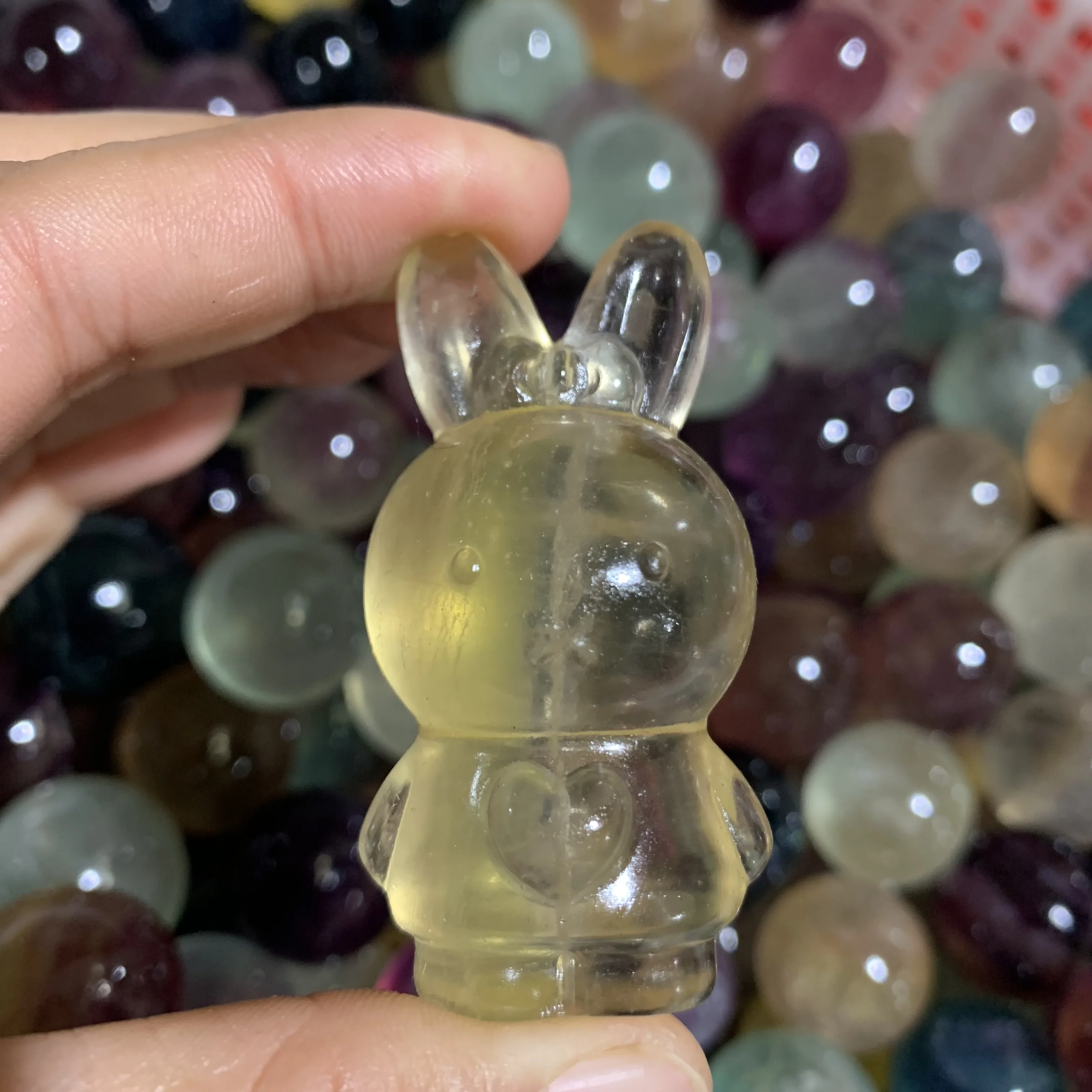 

Natural Fluorite Cartoon Figurine cute Crystal Sculpture