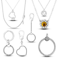 HOT Sale Silver Plated Moments Pave  Pendant fit Original Cable Chain Bracelet Pendant Necklace CZ DIY Jewellery Jewelry