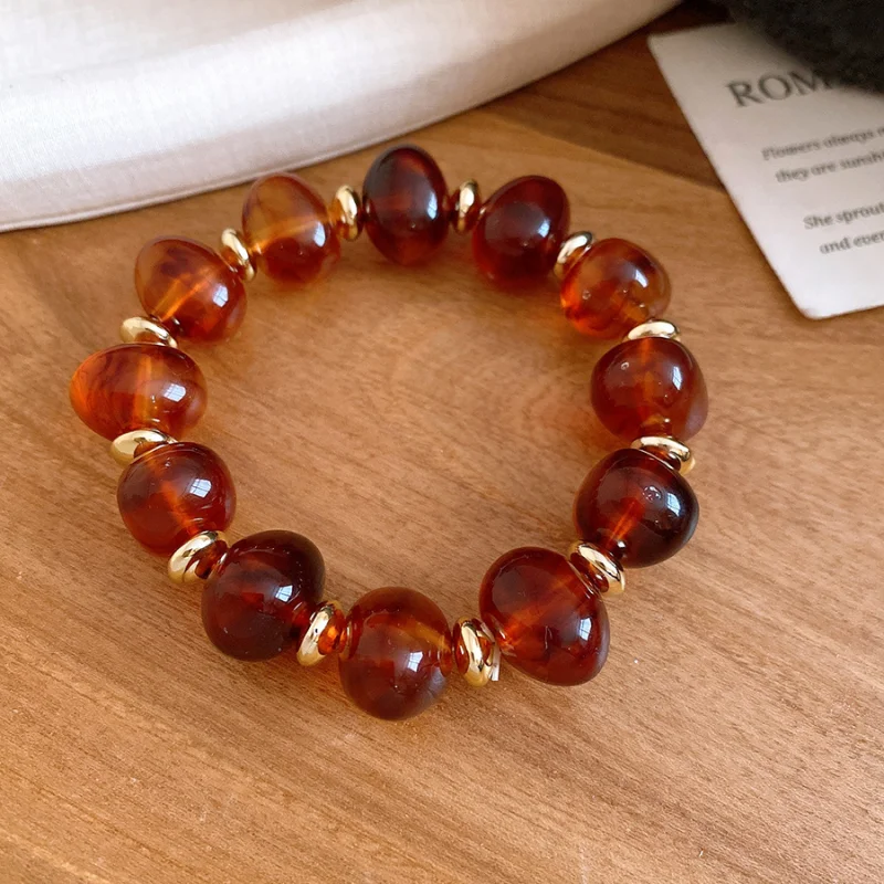 Amber Color Irregular Acrylic Beads Chokers Necklaces Set