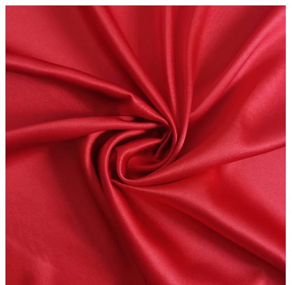 Natural Silk Stretch Satin140cm width 19momme Lycra Silk Fabric Shirt Evening Dress Sewing Material China Red