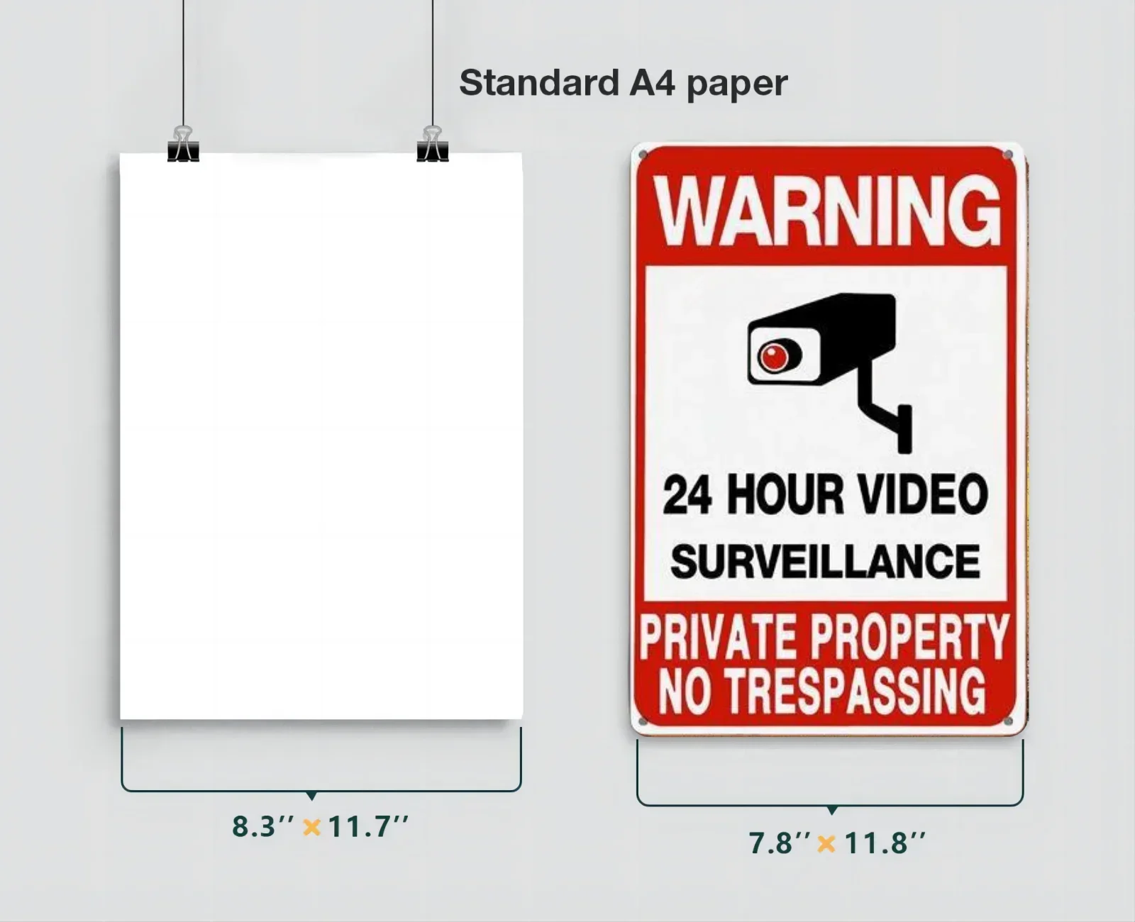 24 Hour Video Surveillance No Trespassing Warning Sign Home Garage Wall Plaque Decor Metal Tin Sign Outside Warn Poster Plates