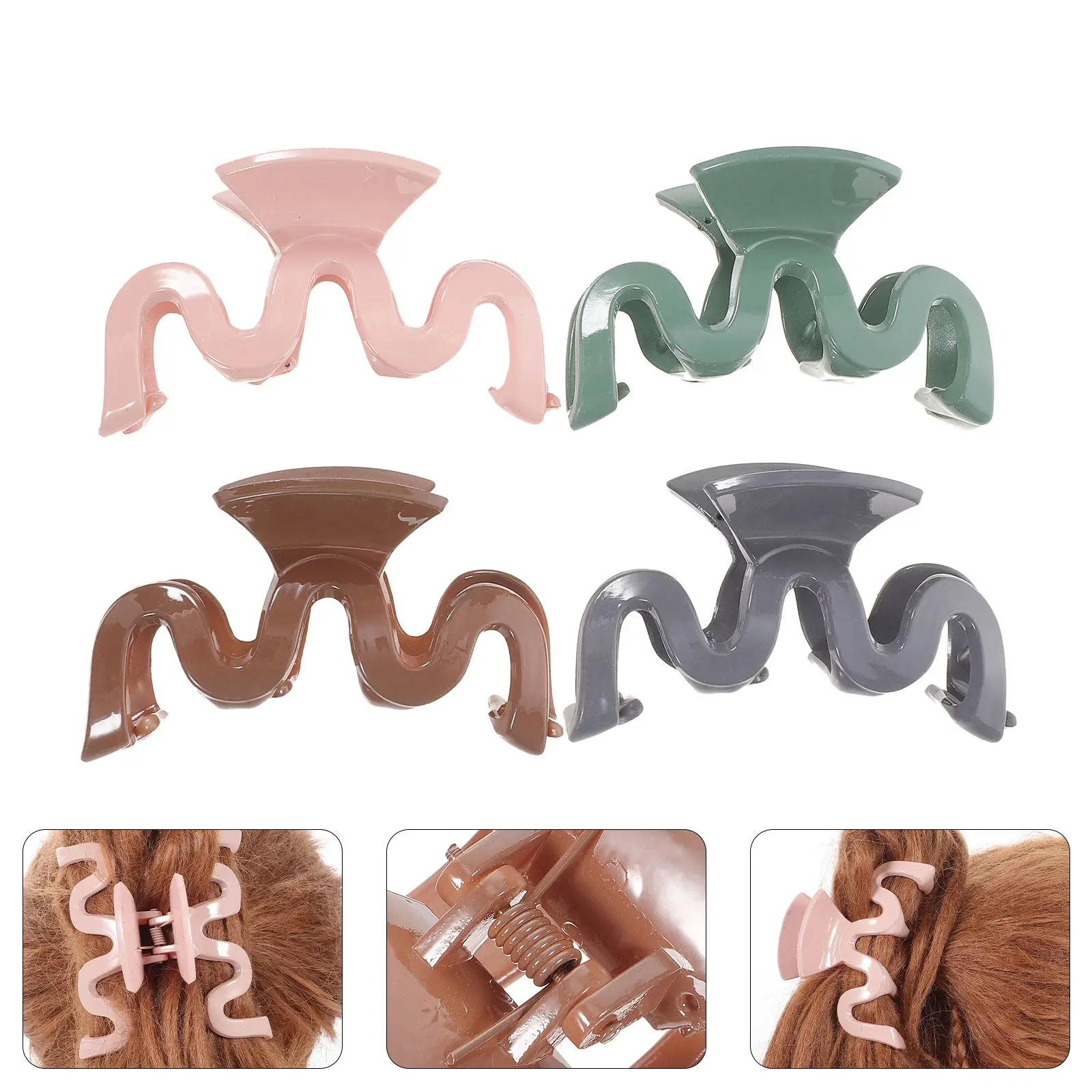 

4Pcs Retro Hair Claw Clips Plastic Large Jaw Clamps for Thick Thin Hair Styling Accessories Daily Life Holiday Photo Shoot Gift
