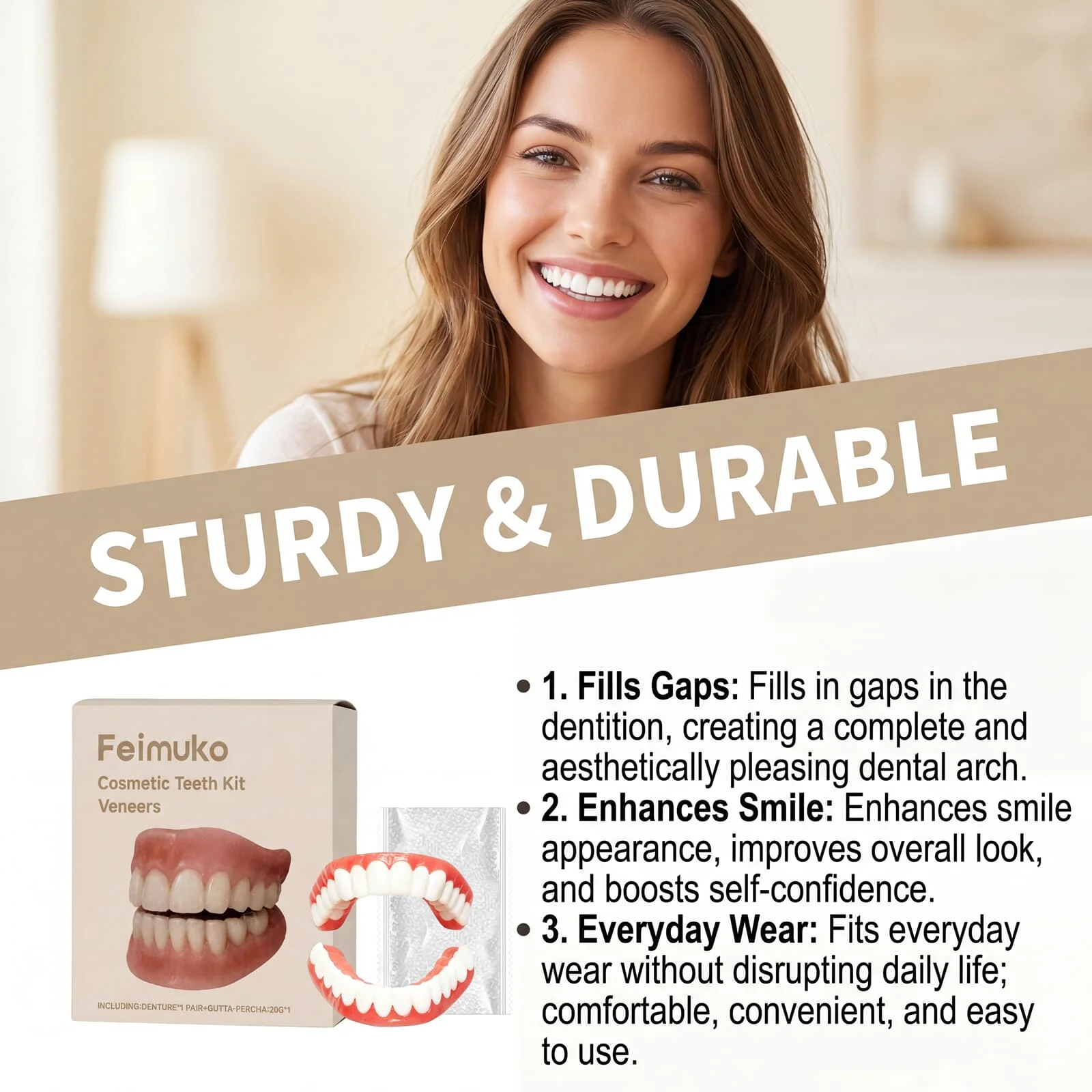 Soft Silicone Dentures Full Set Suit Fits Firmly Naturally Improve Dental Loss Reduce Teeth Spacing Daily Wear Smile Management