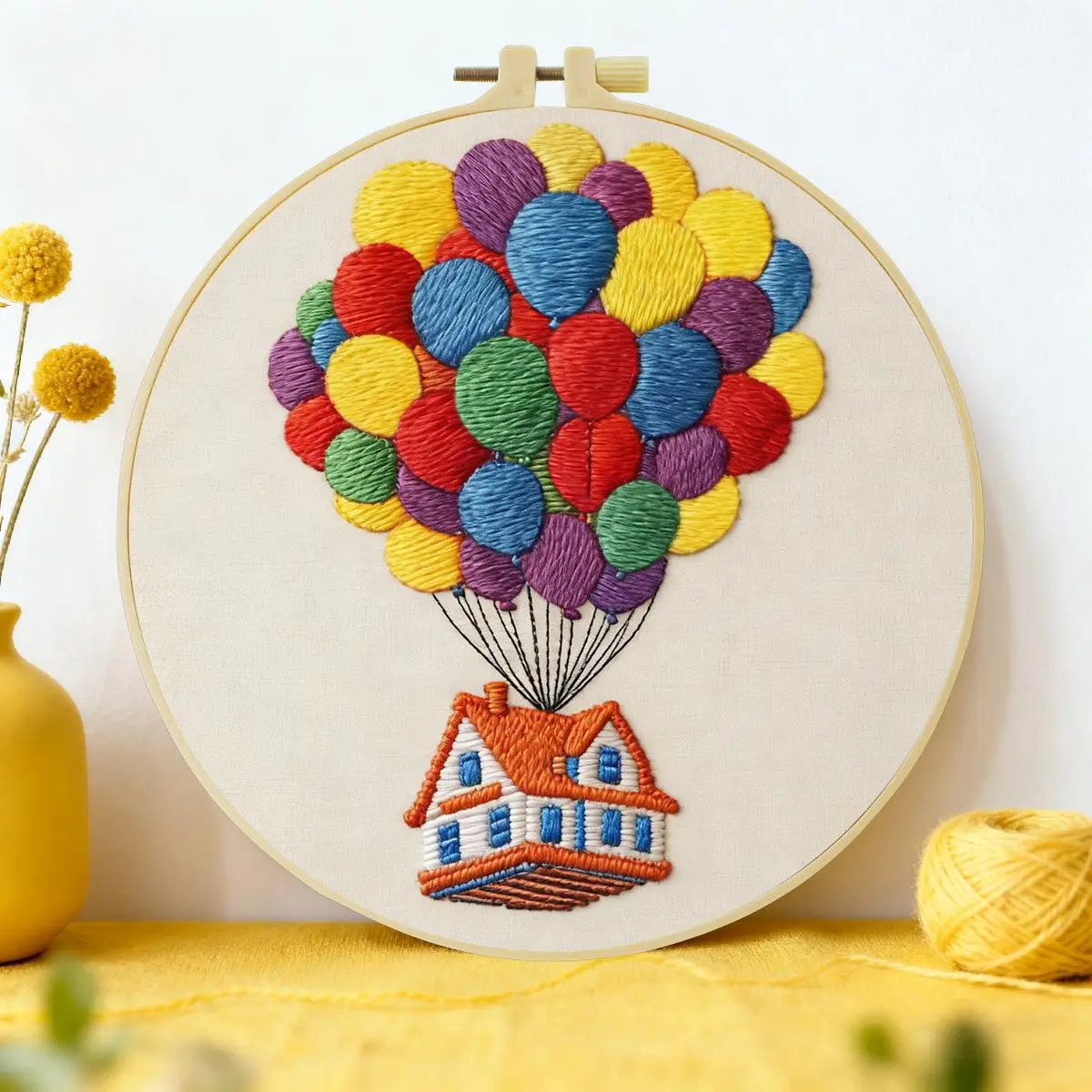 1 Stück 20X20CM/15X15CM 7,87/6,3 Zoll Heißluftballon-Stickerei-Starter-Kit DIY-Kit DIY-Stickerei-Set Handarbeiten Heimdekoration – Detail 1