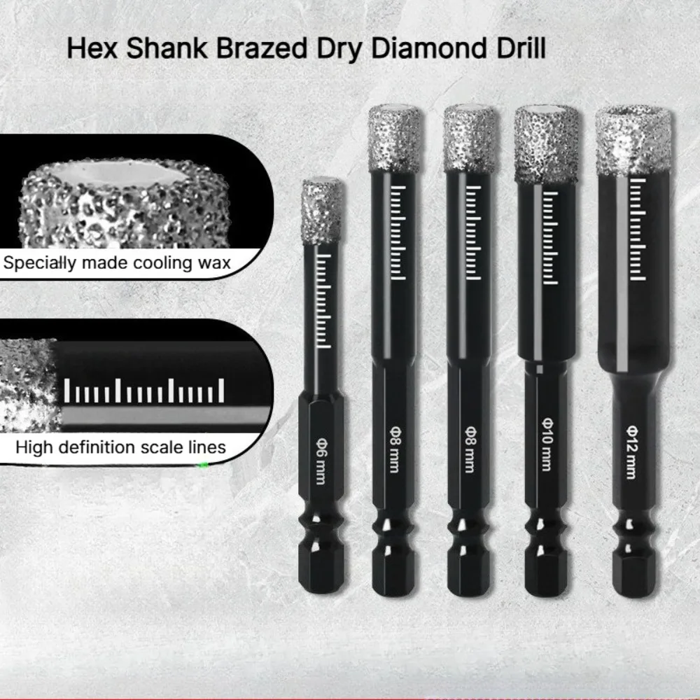6-16mm Hexagonal Shank Brazed Dry Ceramic Tile Diamond Drill Bit Hole Saw Marble Ceramic Granite Porcelain Cup Saw Hole Opener
