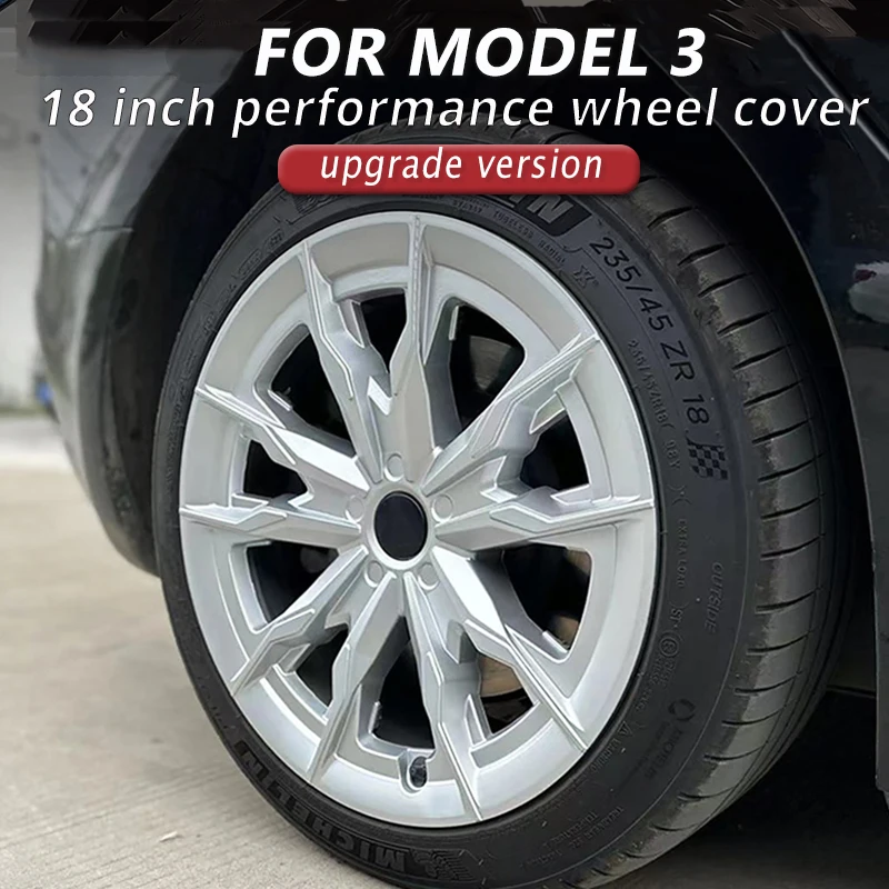 

4PCS Hub Cap Performance for Tesla Model 3 18-Inch Replacement Wheel Cap Automobile Hubcap Full Rim Cover Accessories 2018-2023