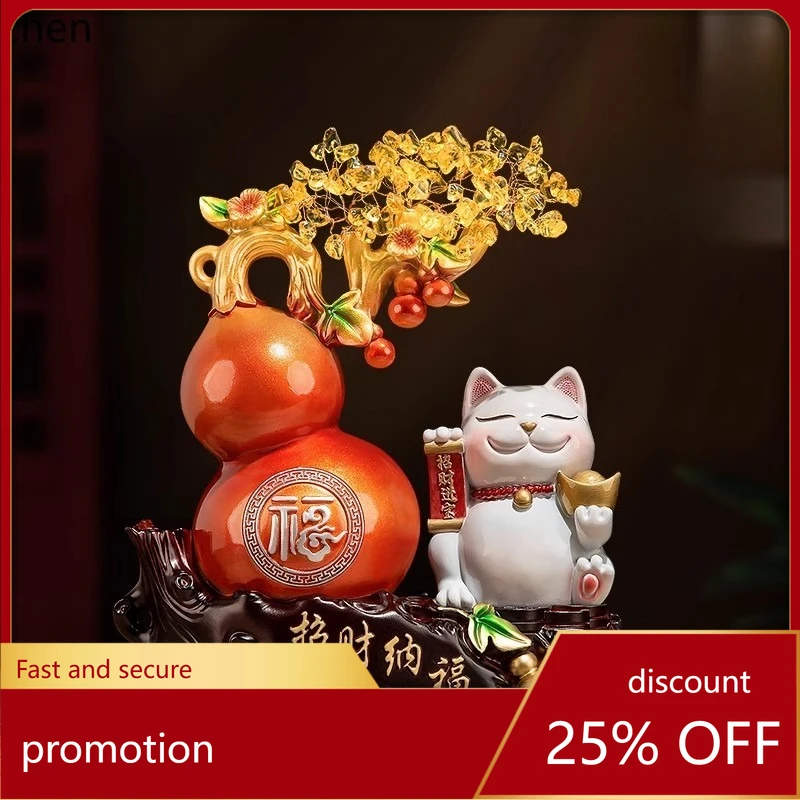 CZ Gourd Ornament for Living Room, Entryway, TV Cabinet, Wine Cabinet Decoration, Fortune Cat, Housewarming and Opening Gift